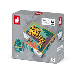 9 cubes en carton animaux