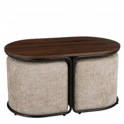 Table Basse+ 2 Poufs Gris...